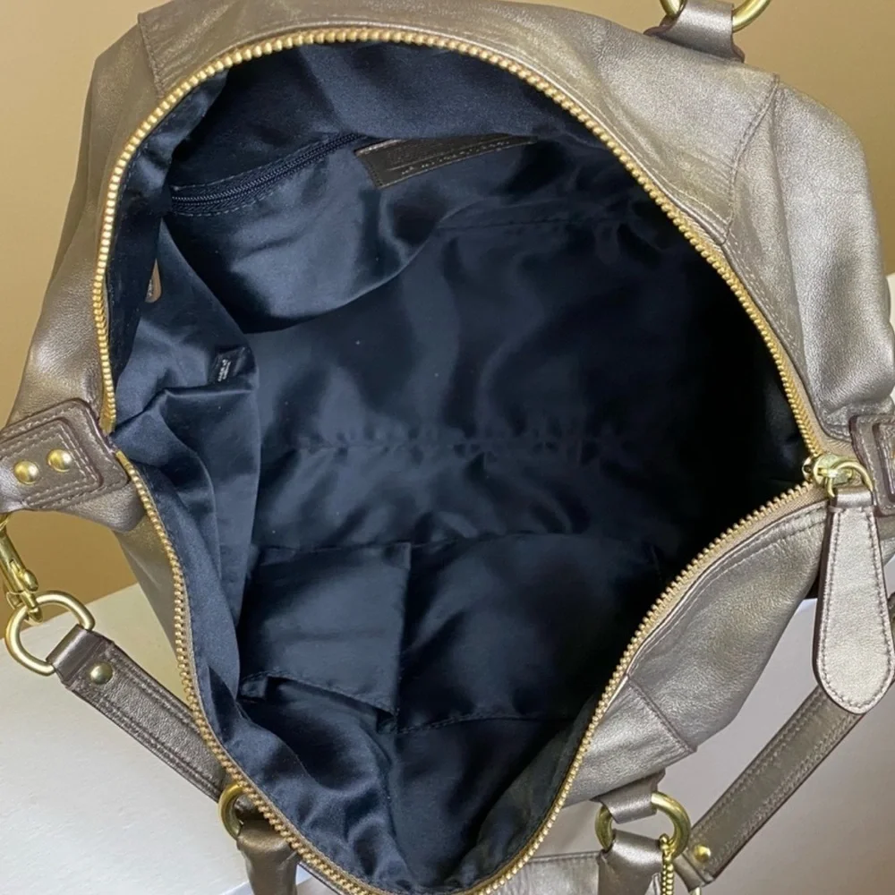 Coach Ashley Sabrina Pleated Convertible Metallic Satchel Duffel Bag